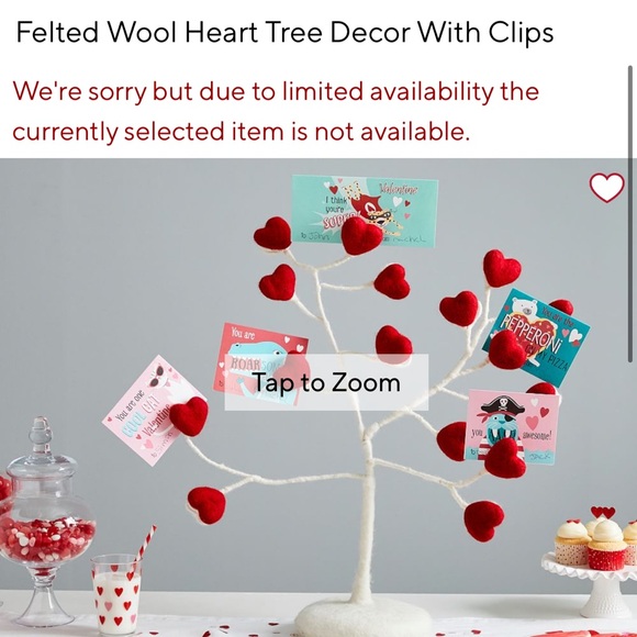 Pottery Barn Felted Wool Heart Tree Decor with Clips for Cards - Picture 6 of 6